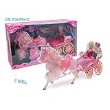10 Pezzi Vanity Accessori Toys Cavallo con Carrozza Principessa Colore Bianco e Rosa 