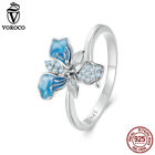 Fashion 925 Sterling Silver Blue Iris CZ Opening Ring Women Gifts Jewelry Voroco