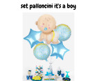 5 palloncini it s a boy, palloncini baby shower, palloncini nascita, battesimo