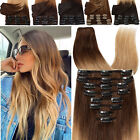 Premium 8A Clip in Human Hair Extensions 100% Real Remy Hair Weft Ombre Balayage