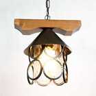 Lanterna LAMPADARIO con catena in legno e ferro battuto
