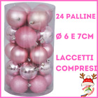 Set 24 Palline di natale decorazioni addobbi natalizie palle per albero Rosa 7 6