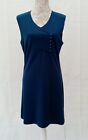 Vero Moda Ladies Dress Size 12 Blue V Neck Sleeveless Buttons Cross Over Zip