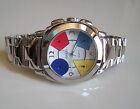 Men s silver finish multicolor small decorative sub dials fashion  hip hop watch