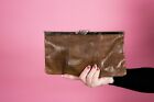 Vintage brown lizard skin textured leather ETRA clutch bag shoulder bag