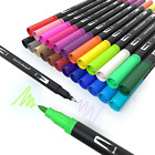 Brush Pen Lettering, 24 Colori Pennarelli Doppia Punta Fine Grossa,Punta Fine 0,