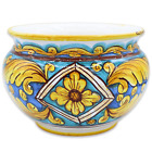 Cachepot Vaso per piante in ceramica Caltagirone, decoro Barocco e Geometrico, c