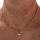 Collana rosario in acciaio ida uomo girocollo catenina crocifisso ciondolo croce