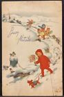 Vecchia cartolina Buon Natale viaggiata 1947 da Minori (SA) a Napoli