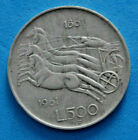 Moneta argento "Quadriga" Lire 500 Italia 1961