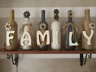 6 Bottiglie decorate casa SHABBY vintage scritta legno fiori Idea Regalo