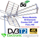 ANTENNA TV DIGITALE TERRESTRE UHF ESTERNA ALTO GUADAGNO CON FILTRO 5G UHF + VHF