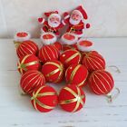 Flocked Christmas Tree Decoration Ornament x17 Santa Boot Bauble Red Gold