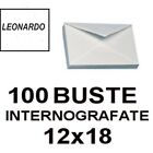 100 BUSTE DA LETTERA BIANCHE LEONARDO 12x18CM   INTERNOGRAFATE CON LEMBO GOMMATO