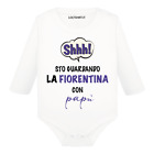 Body divertente neonato maniche lunghe Shh sto guardando la Fiorentina con papà