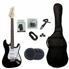 Chitarra Elettrica Stratocaster Nera Kit Amplificatore Set Completo e Accessori