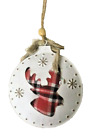 Pallina renna natalizia in metallo e stoffa decorazione albero di Natale 11 cm