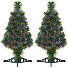 HOMCOM Set 2 Alberi di Natale Artificiali da 60cm a Fibre Ottiche 4 Colori Verde