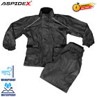 Aspidex Kit Antipioggia Pioggia Scooter Moto Impermeabile Nero Giacca Pantalone