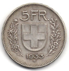 SVIZZERA 1933 - KM24 - 5 Franchi argento #WEU