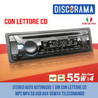 STEREO AUTO AUTORADIO 1 DIN CON LETTORE CD BLUETOOTH MP3 MP4 SD USB AUX 55WX4
