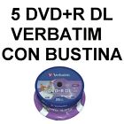 5pz DVD+R DL DUAL LAYER 8,5 GB VERBATIM 8,5GB VERGINI VUOTI BUSTINE CON ALETTA