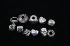 Pandora Charms Sterling Silver Heart Crown Floral Hippo Glass x 10 (29g)