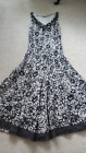 M&S PER UNA Lovely Beige/Dark Brown Floral Lined Cotton Pull-On Midi Dress UK 8R