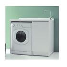 Mobile lavatoio lavanderia cm 124x60 copri lavatrice Lady bianco sx aperto