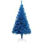 vidaXL Albero di Natale Artificiale Sottile con Base Blu 210 cm PVC