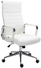 Poltrona sedia ufficio girevole regolabile HLO-CP15 cromato vera pelle bianco