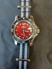 VOSTOK AMPHIBIA 13043A Rare! Russian Military Watch Automatic Red. Custom Strap