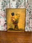 Vintage Print on Wooden Panel  of Still Life Flowers In Vase by Maceo Casadei
