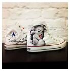 Converse Bianche High Alte Paint personalizzate Disegnate Marilyn Monroe