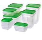 Set di 17 contenitori per alimenti, trasparente/verde