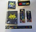 SPACE INVADERS STATIONERY - NOTE BOOK, PENS, RULER, PENCIL CASE, ETC - BRAND NEW