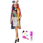 Mattel - Barbie Bambola con Capelli Lunghi Arcobaleno e Tanti Accessori, Giocatt