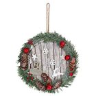Ghirlanda di Natale decorativa porta finiestra camino HWC-M19 pigne legno Ø 30cm