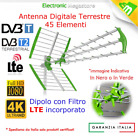 ANTENNA TV DIGITALE TERRESTRE 45 ELEMENTI UHF DVB-T2 HD ALTO GUADAGNO LTE 21-60