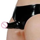 Black Rubber Sexy Man Latex Shorts Briefs Underwear with Condom Handmade BDSM UK