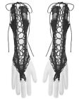 Dark In Love Womens Gothic Punk Lolita Lace Up Armwarmers Gloves Sleeves Black