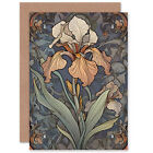 Art Nouveau Style Iris Bloom Flower Thank You Mothers Day Blank Greeting Card