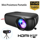 Full HD 1080P Mini Video Proiettore LED Home Theater Cinema Portatile USB HDMI