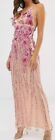 NEW A STAR IS BORN SIZE 12 PINK ALL OVER EMBELLISHED MAXI STRAPPY PROM DRESS