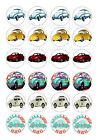 24 V.W  BEETLE THE LOVE BUG CAR TOPPERS ICED/ ICING EDIBLE FAIRY/CUP CAKETOPPERS