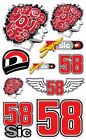 Marco Simoncelli 58 Super Sic Set di decalcomanie 10 adesivi laminati MotoGP /79