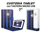 Custodia per Tablet 7" Pollici  con Tastiera Micro Usb, nero-azzurra "Inter"