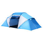 Outsunny Tenda da Campeggio 4 Posti Blu e Bianco con Borsa e 2 Camere