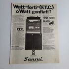Grafica vintage 1979 pubblicità advertising SANSUI HI-FI per fare quadretto