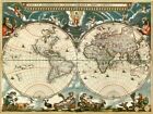 Quadro Mappa Emisfero Mondo 1664 Cartina Geografica Stampa su Mdf Tela Swarovski